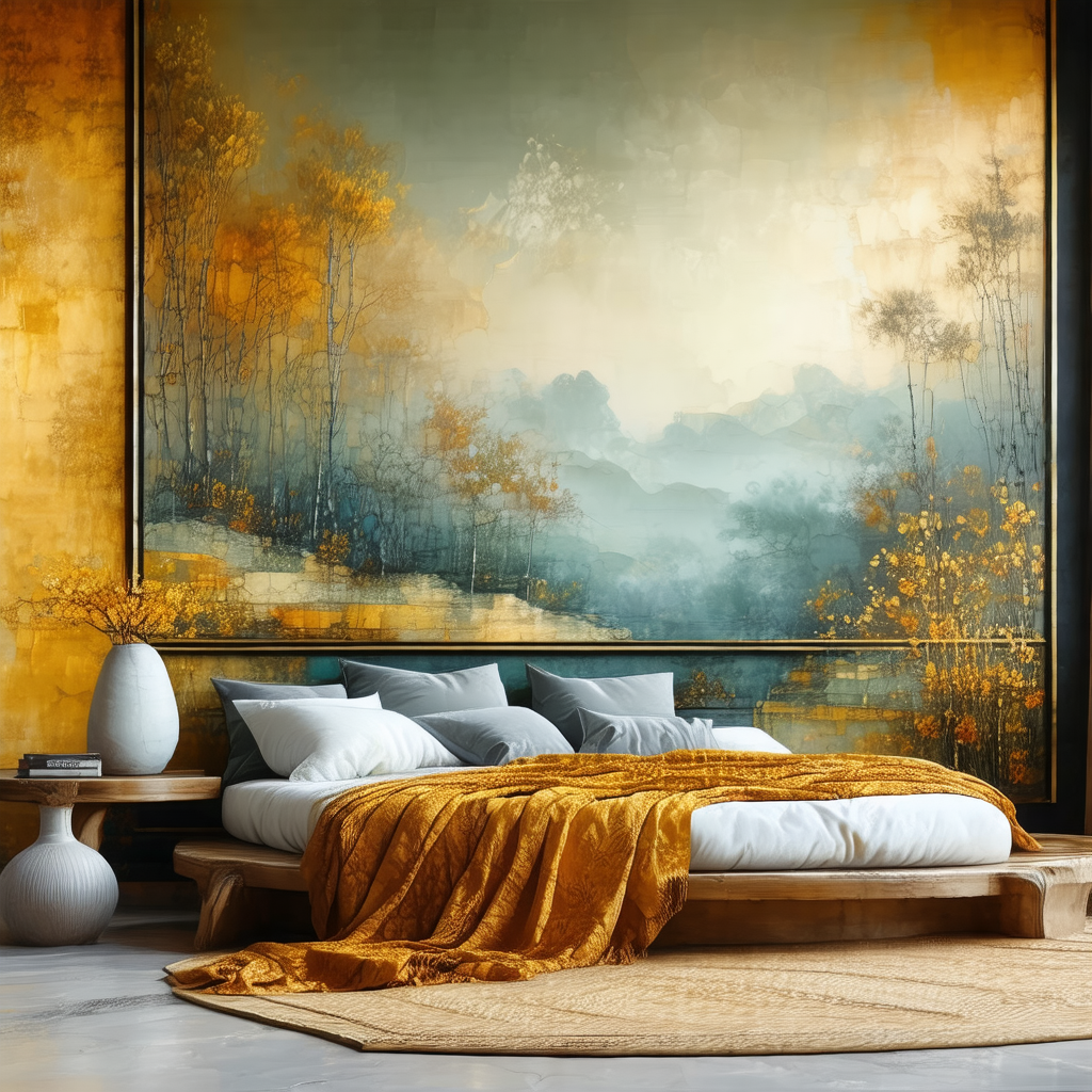 Bedroom with a large bed situated in the center of the room
