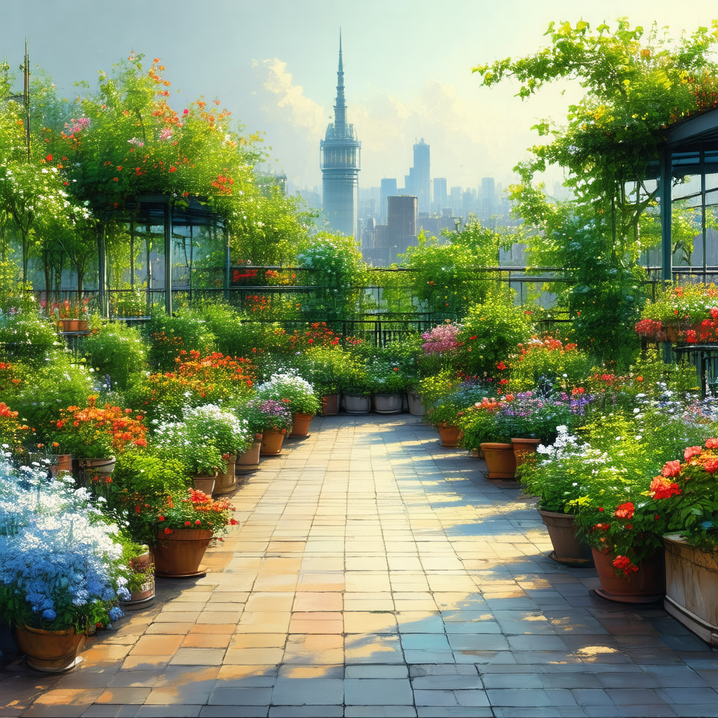 Beautiful garden with a variety of flowers and plants