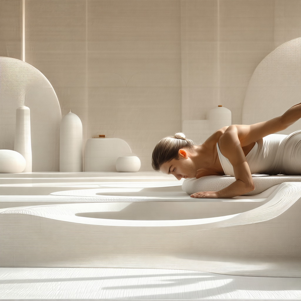 Woman lying on a bed, possibly in a spa or a hotel room