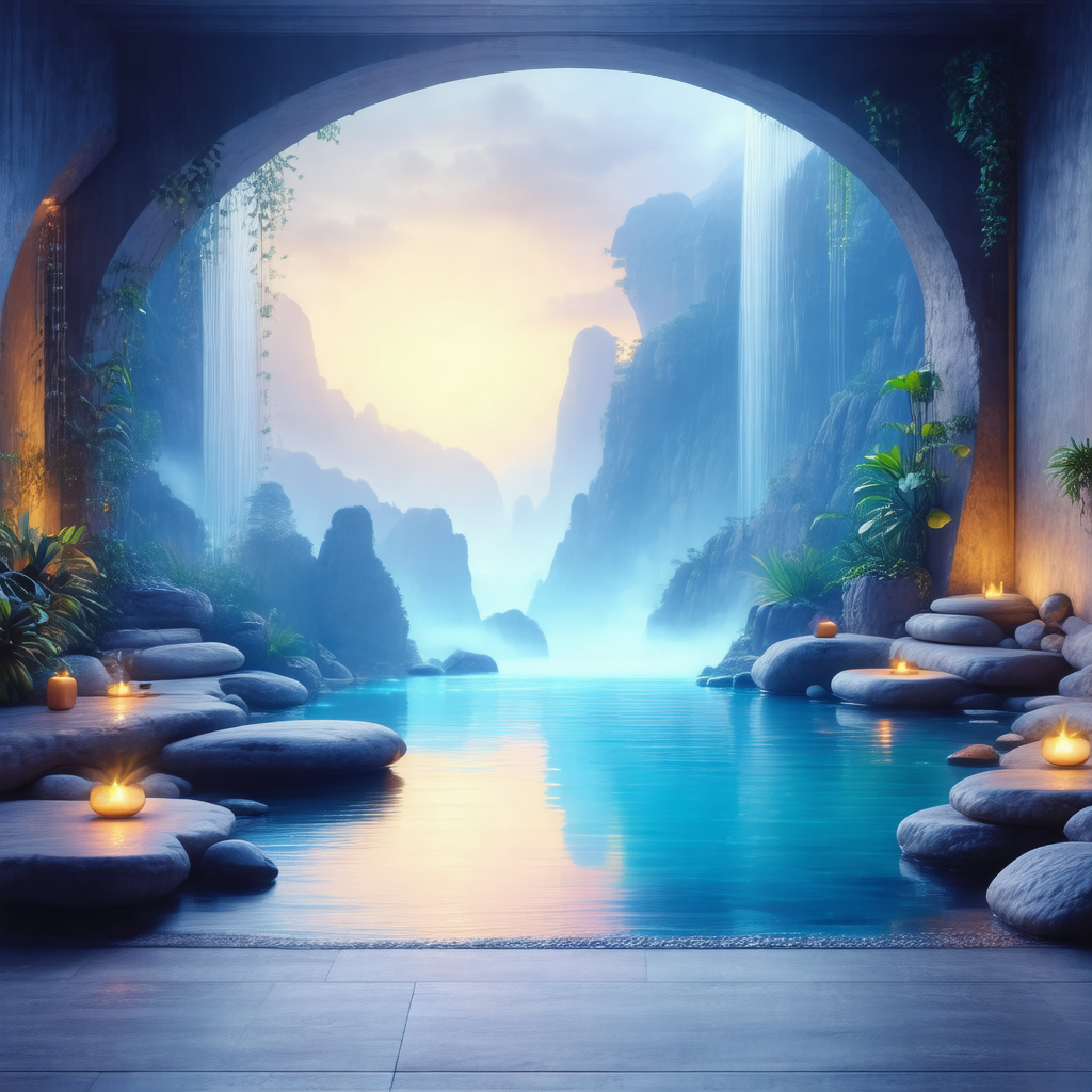Beautiful waterfall with a blue water pool in front of it
