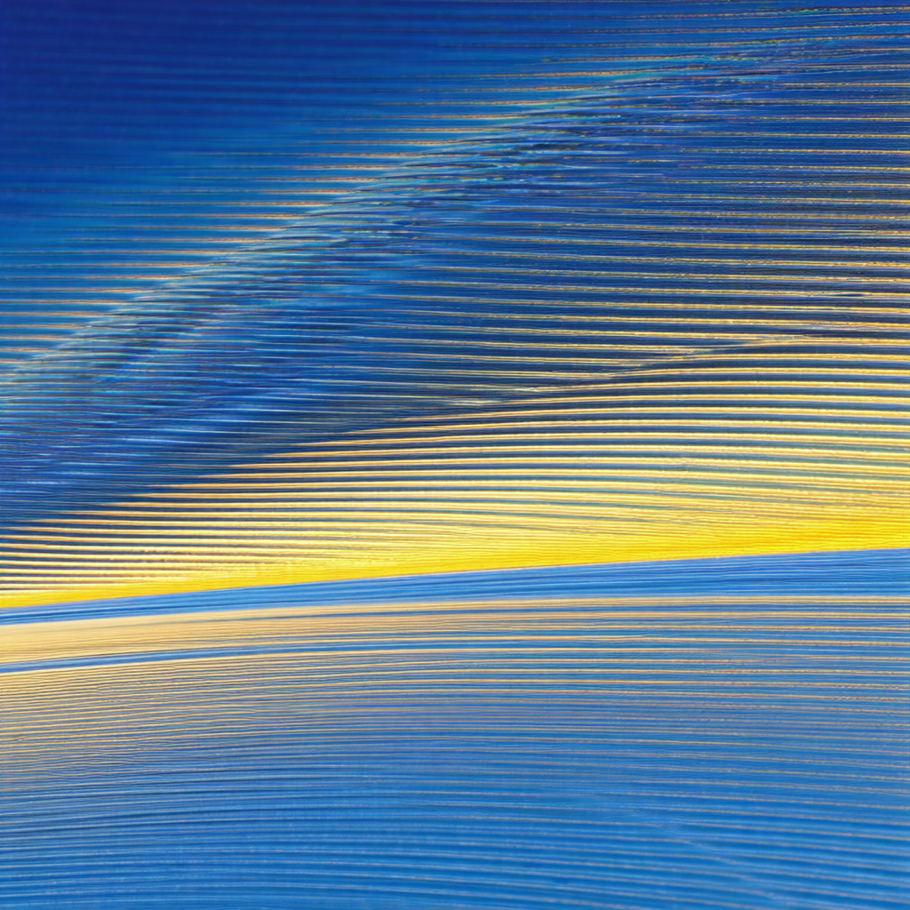 Blue and yellow striped pattern, which appears to be a pa...