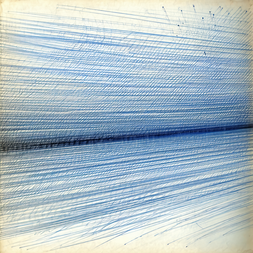 Black and white photograph of a blue line