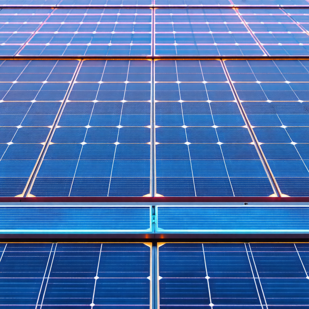 Large solar panel with a blue background