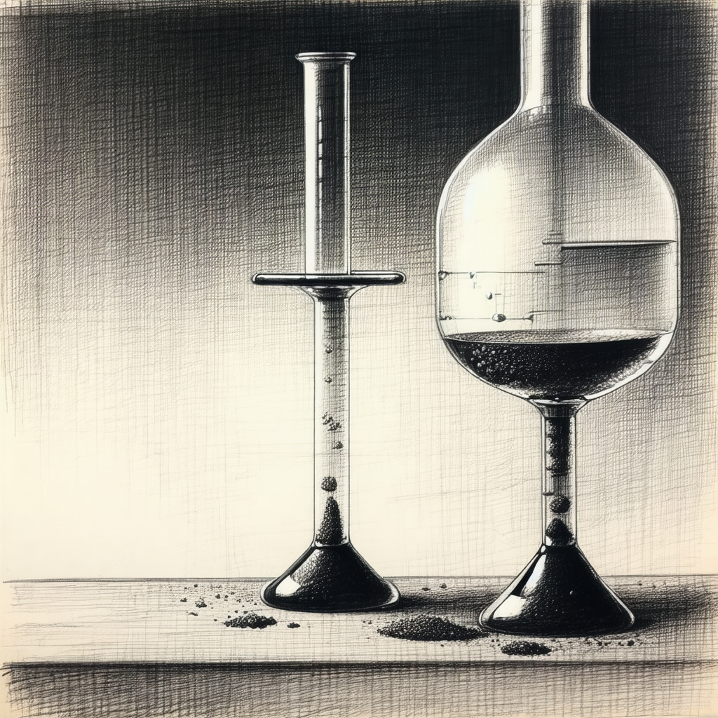 Drawing of two glass beakers, one on the left and one on ...