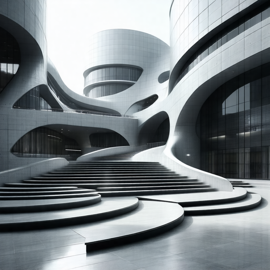 Large, modern building with a unique design