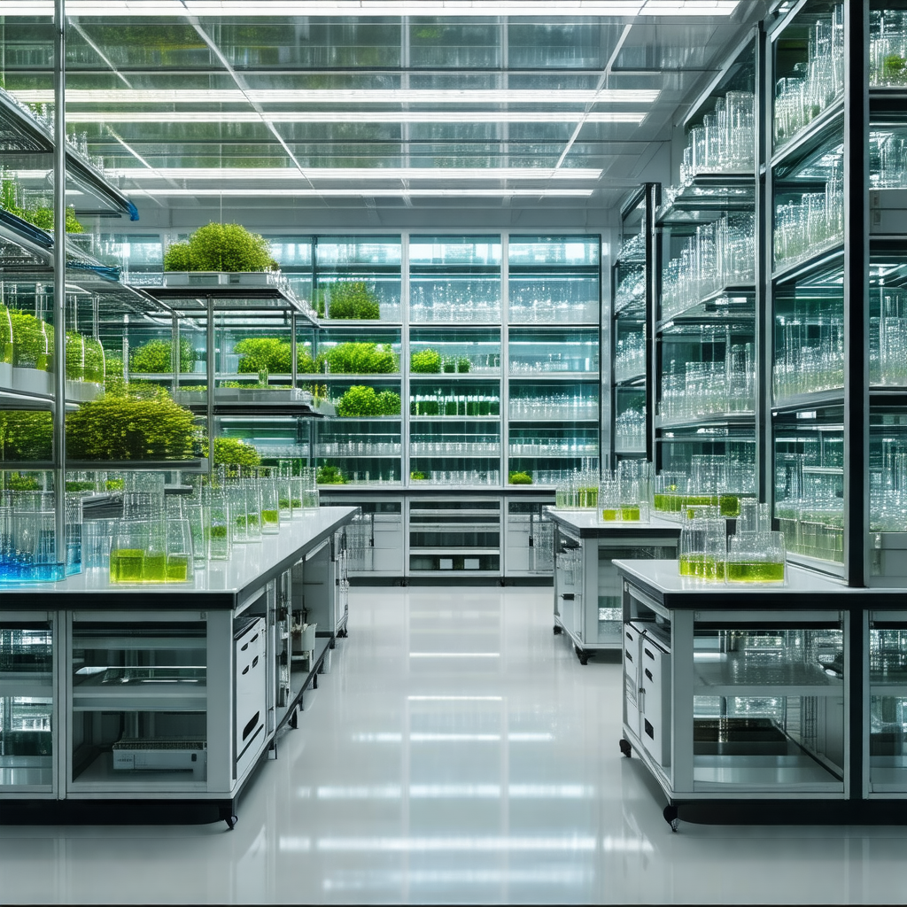 Large, well-lit laboratory filled with various pieces of ...