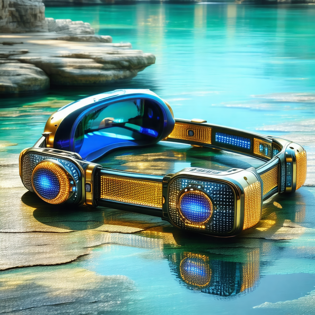 Futuristic-looking pair of sunglasses, which are designed...