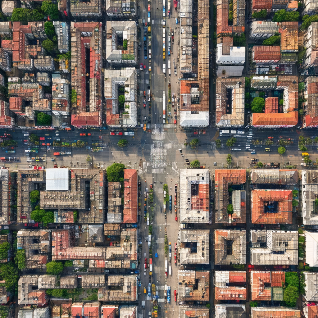 Detailed view of a city street intersection, with a focus...