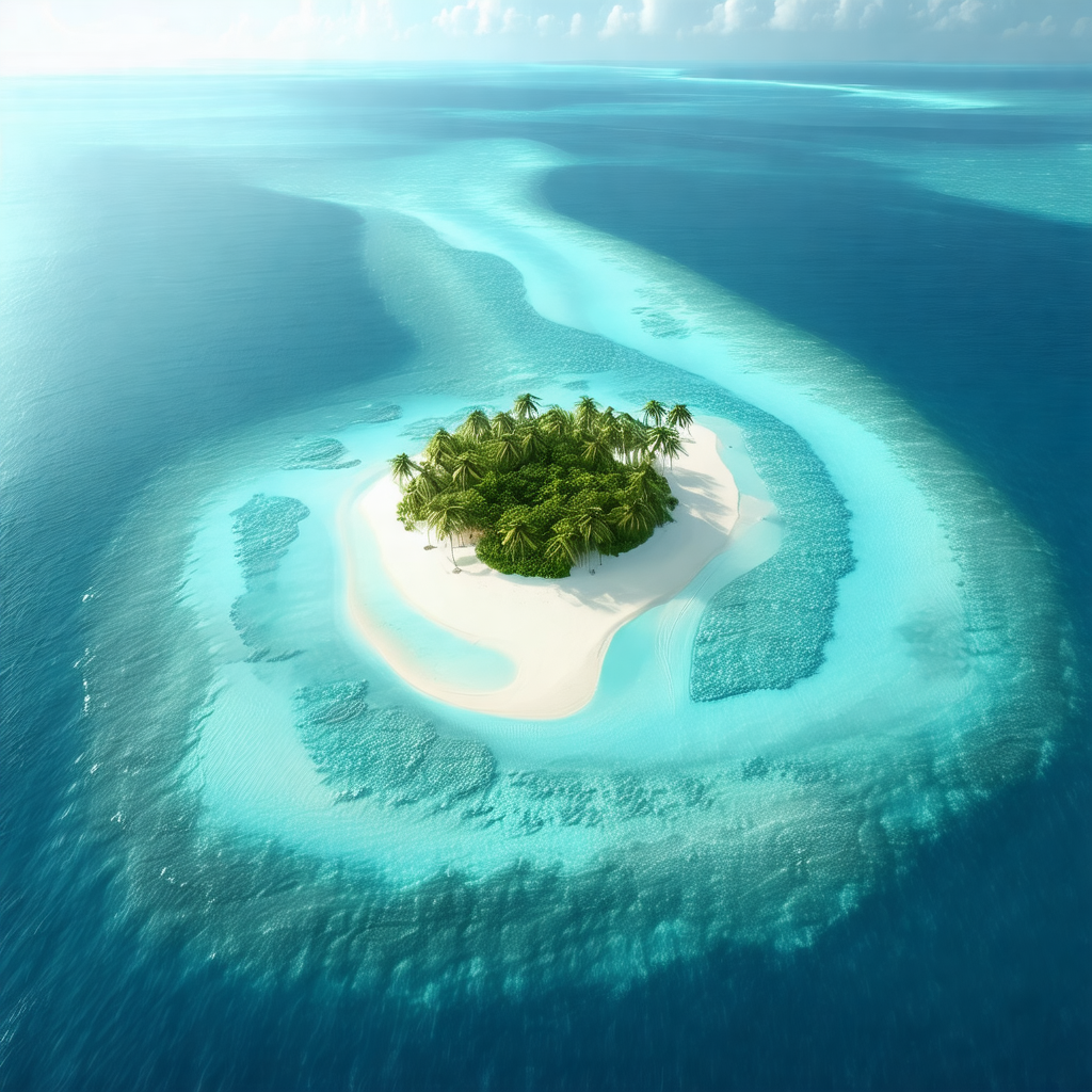 Small island in the middle of a large body of water