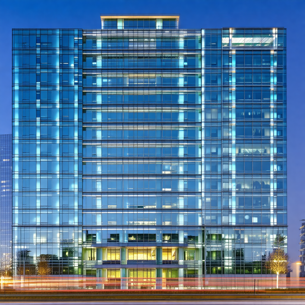 Large, modern building with many windows