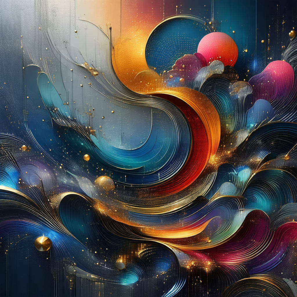 Colorful and vibrant painting of a swirling, abstract design
