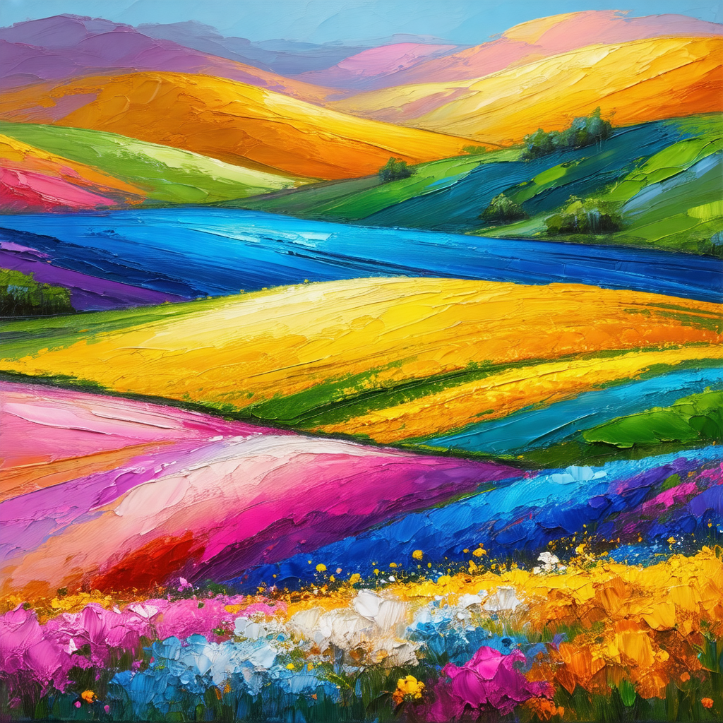 Beautiful landscape of a mountain valley with a vibrant c...