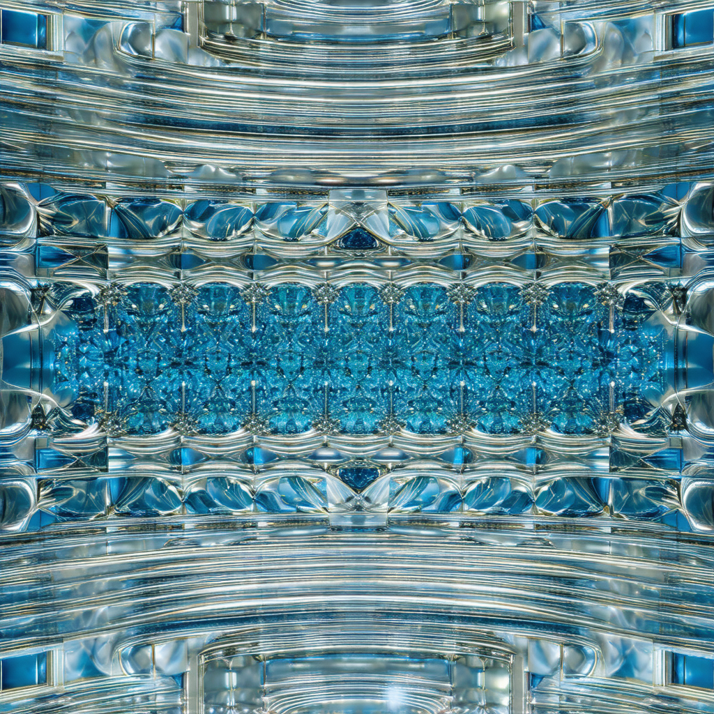 Close-up of a blue glass wall, which appears to be a part...