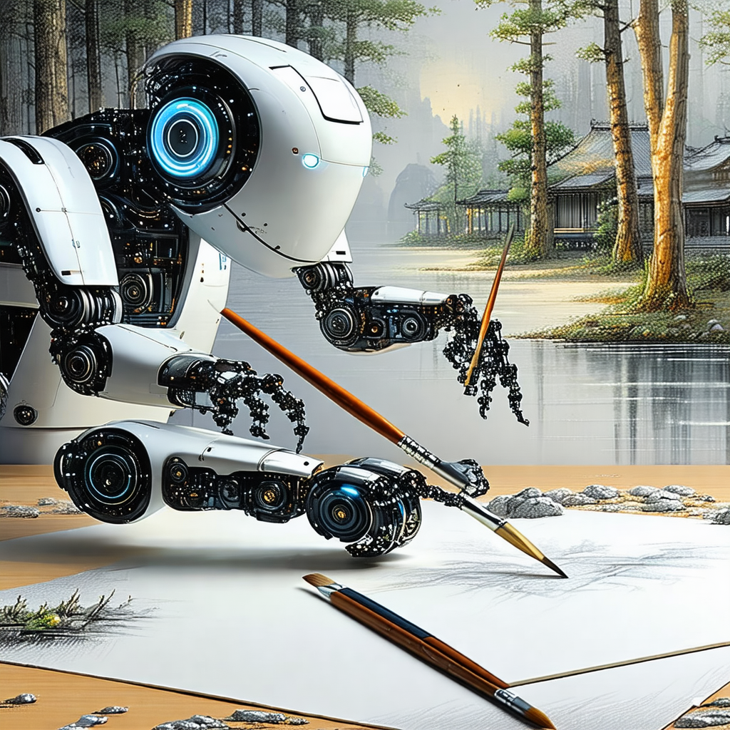 Robotic figure, possibly a robot or a humanoid, sitting a...