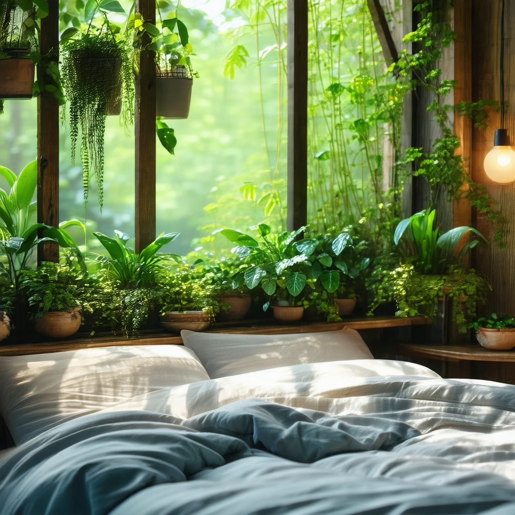 Cozy bedroom with a large bed situated in the center of t...