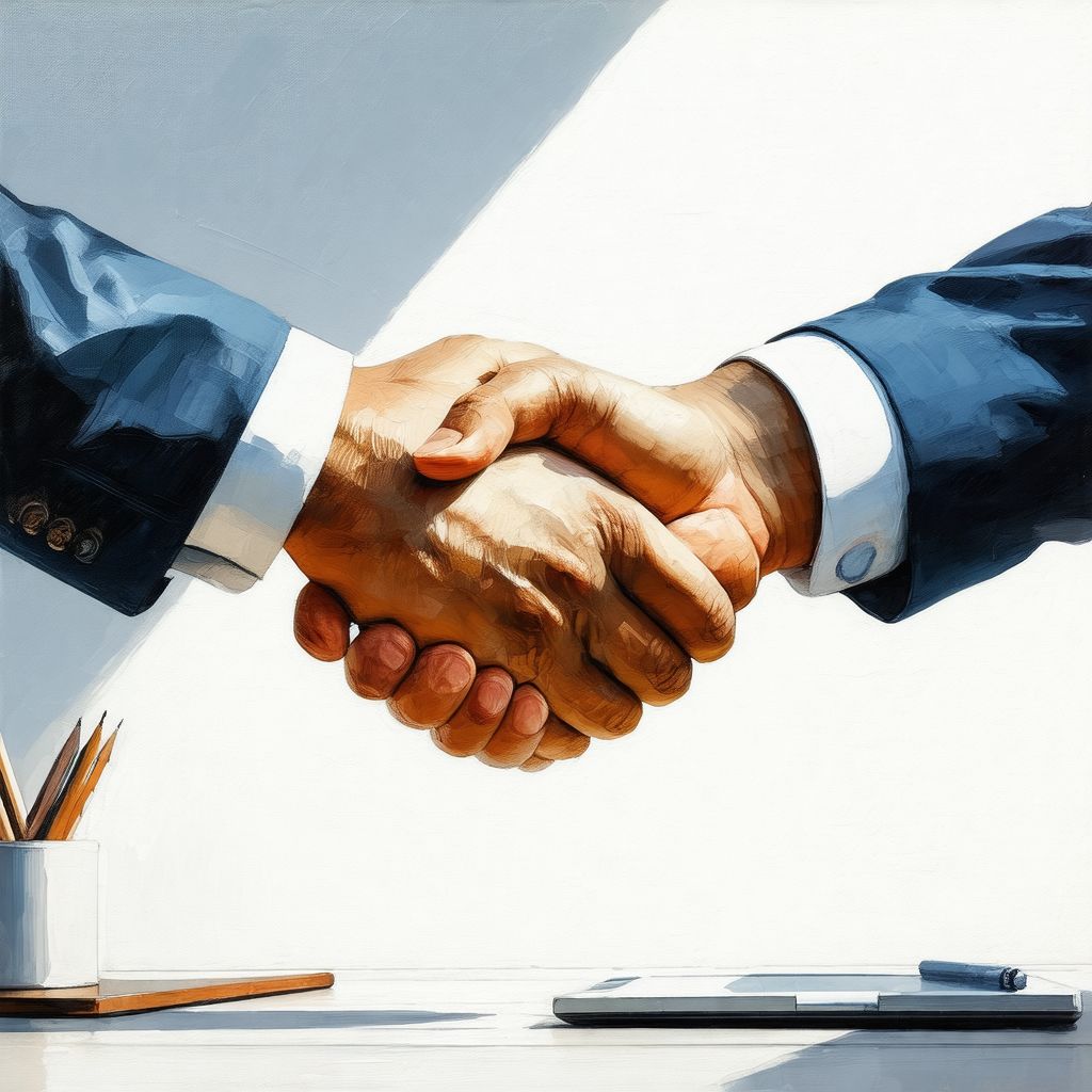 Man shaking hands with another man in a business setting