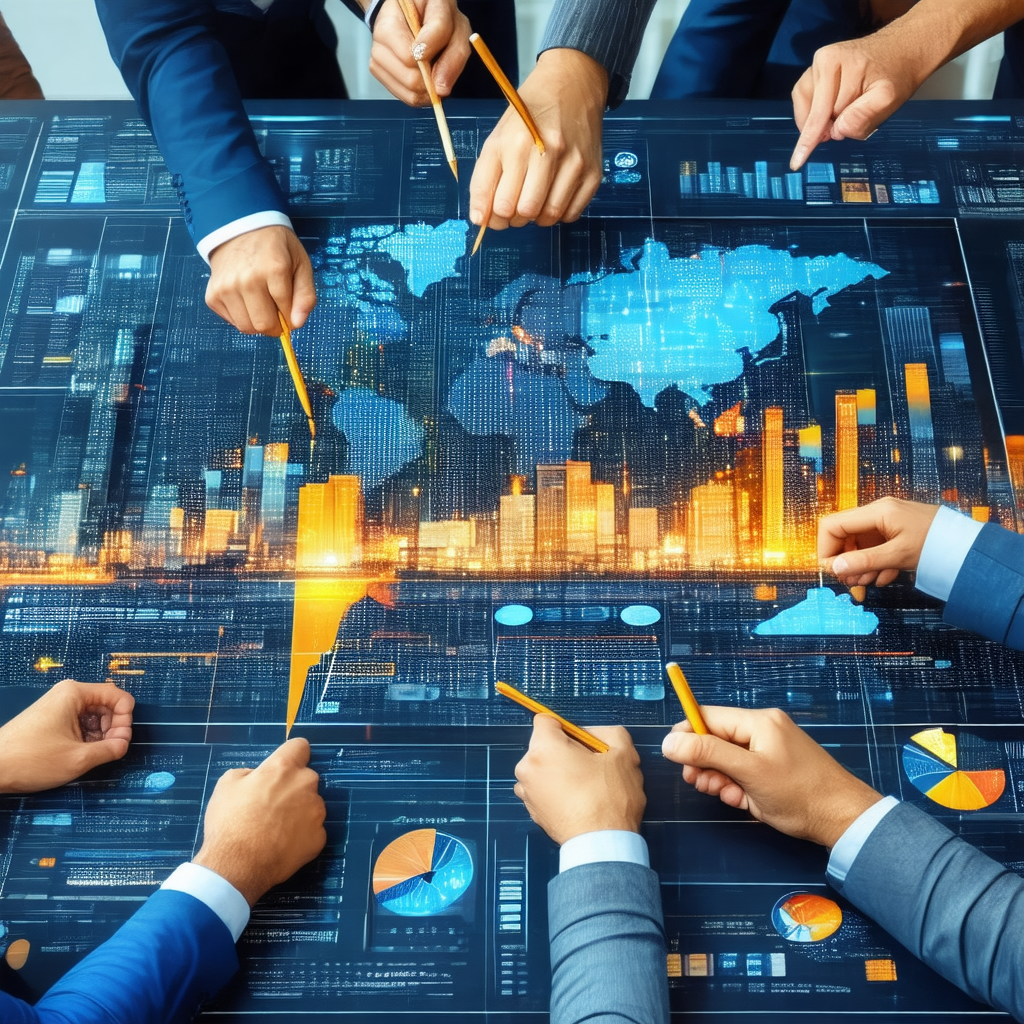 Group of people gathered around a large, interactive map
