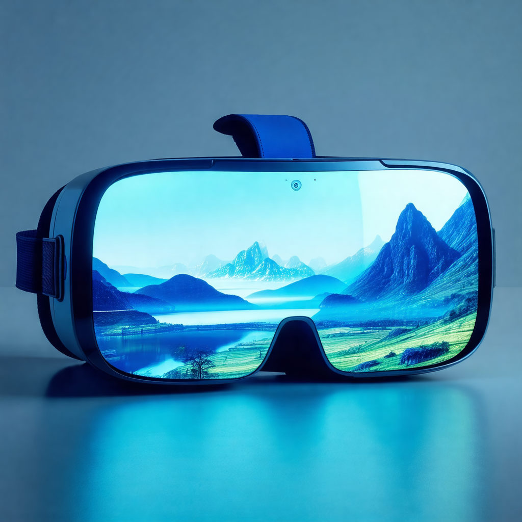 Pair of blue virtual reality goggles, which are designed ...