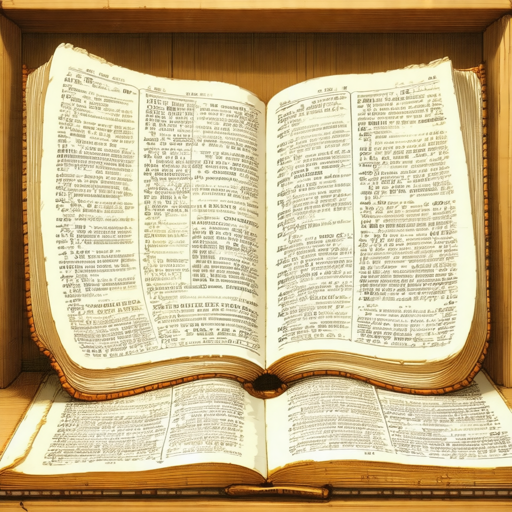 Open book with a wooden cover, placed on a wooden table