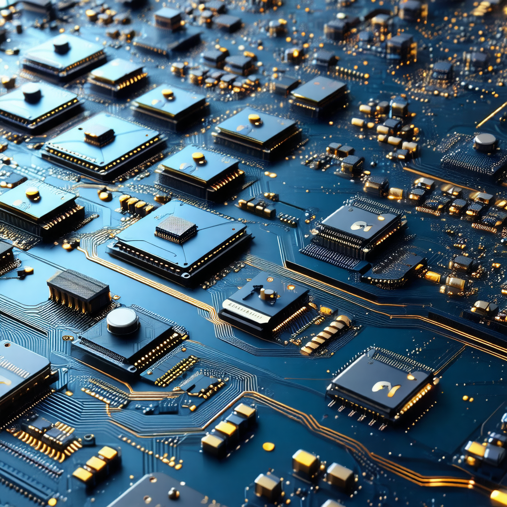 Close-up of a computer circuit board with many electronic...
