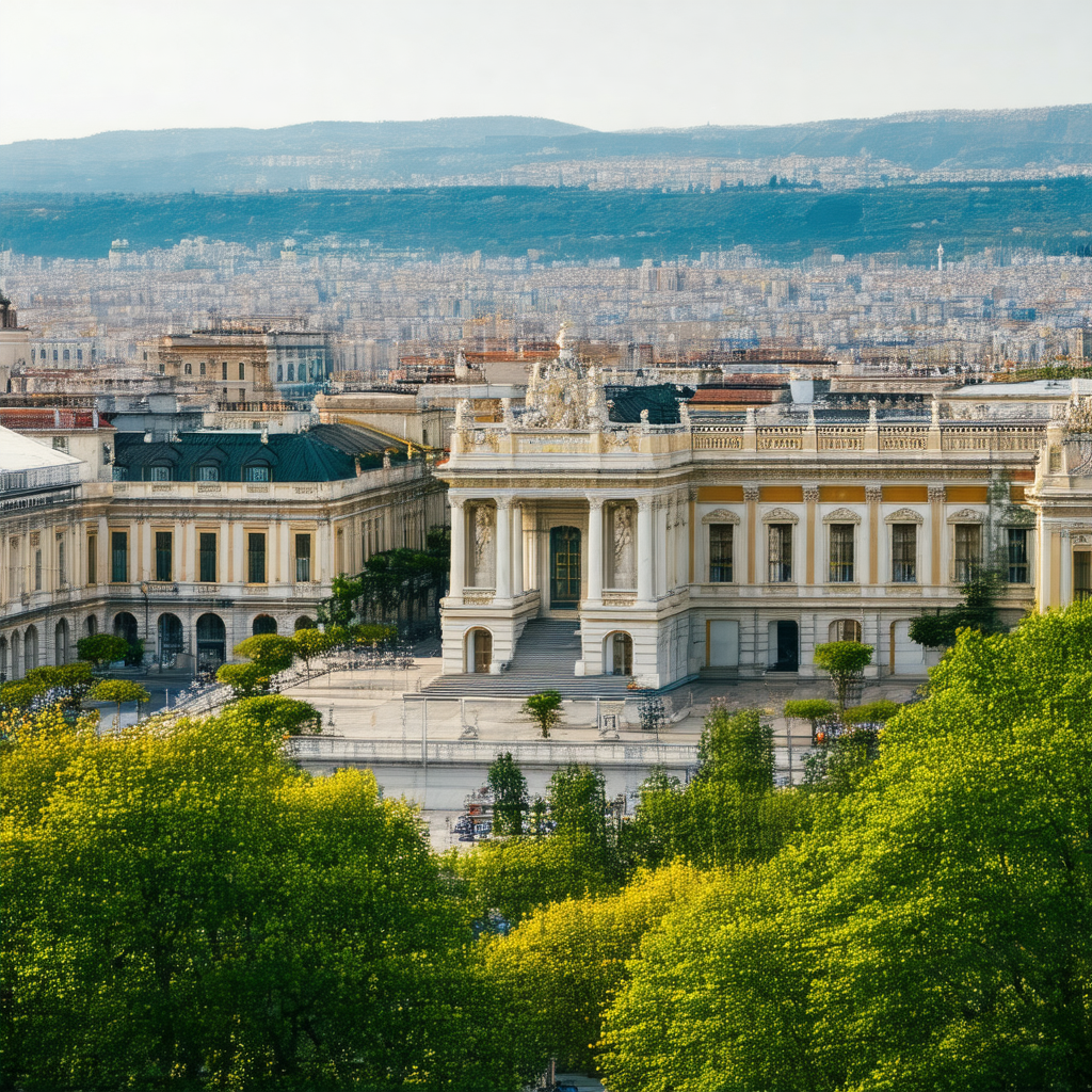 Large, beautiful building with a white facade, situated i...