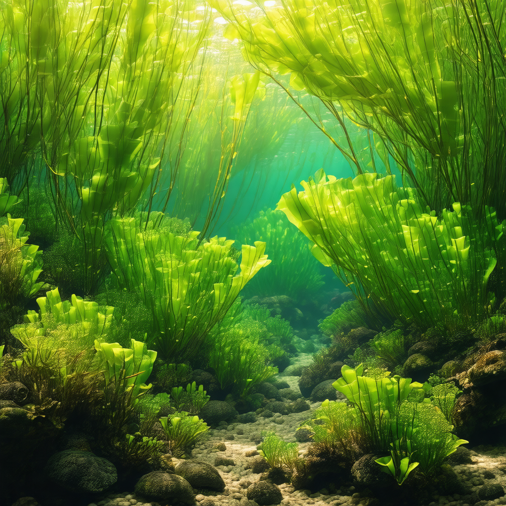 Lush green forest filled with various plants and trees