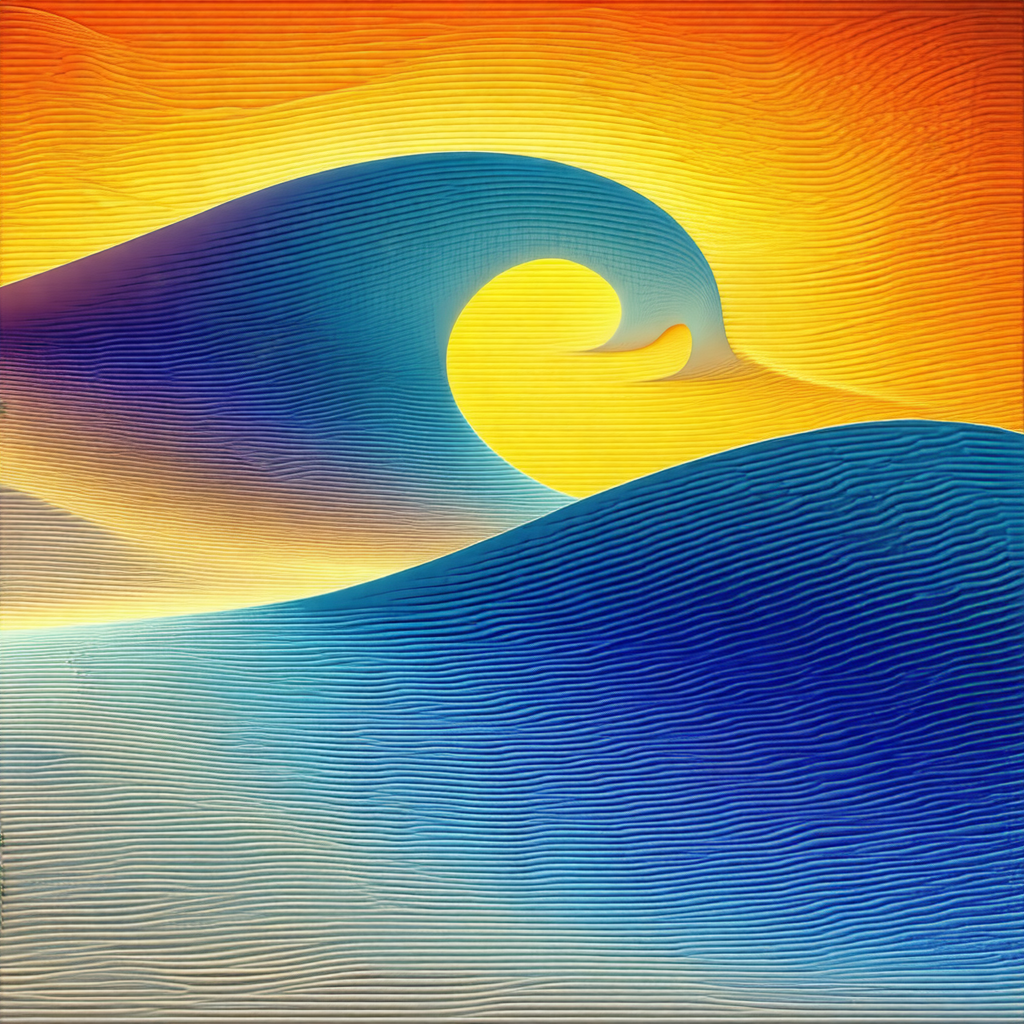 Large, colorful wave with a yellow and blue hue