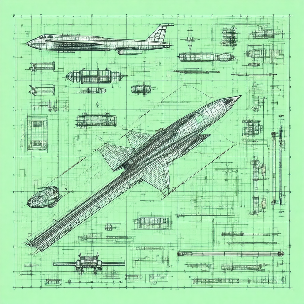 Detailed drawing of a jet fighter plane