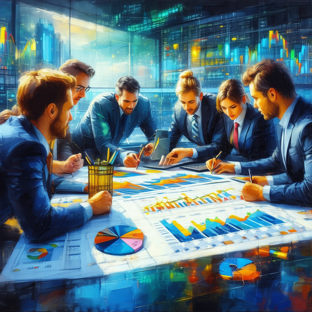 Group of people gathered around a large table, working to...