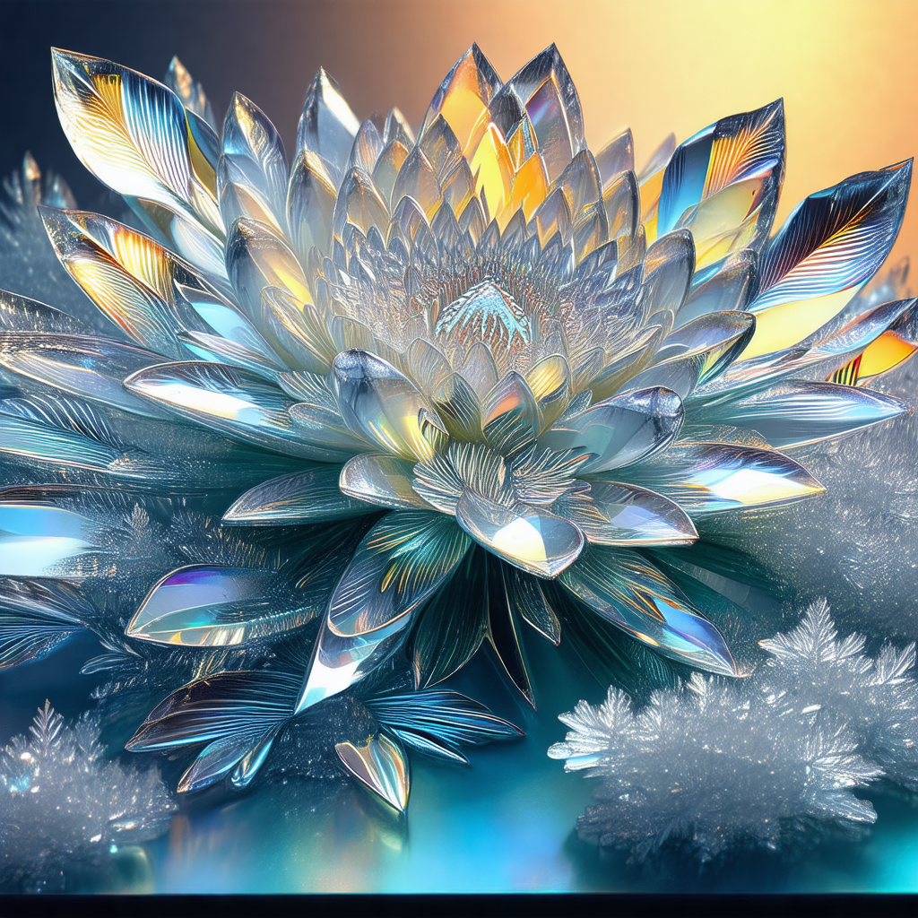 Beautifully crafted glass flower, which appears to be a s...
