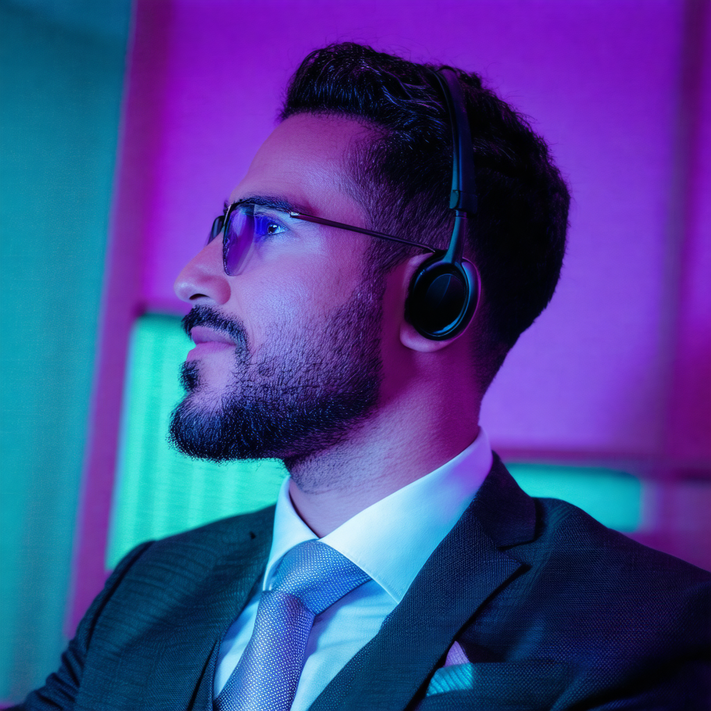 Man wearing a suit and tie, sitting in a chair and wearin...