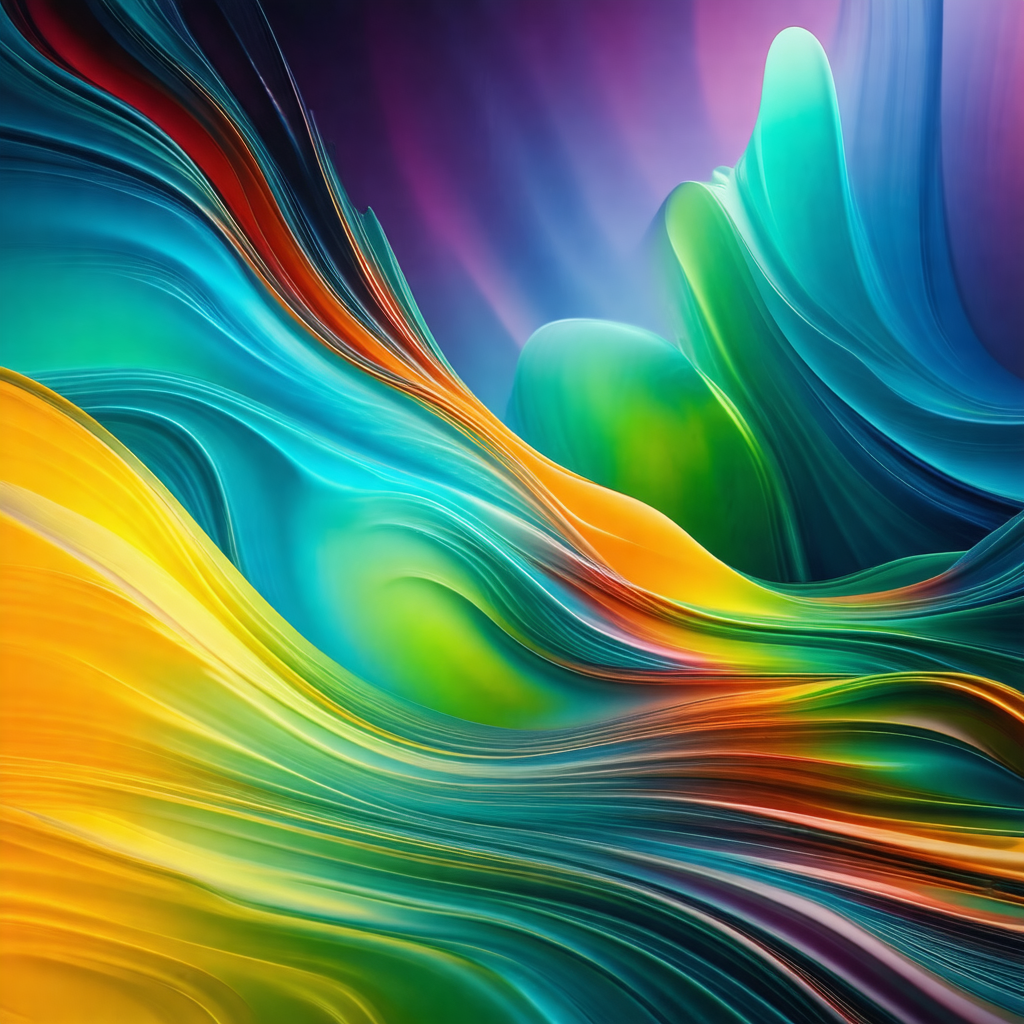 Vibrant and colorful painting of a swirling, flowing, and...