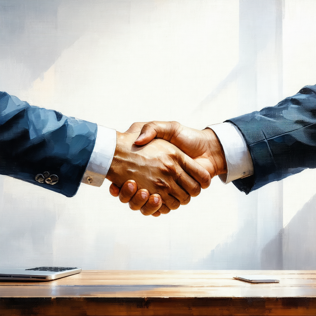 Man shaking hands with another man in a professional setting