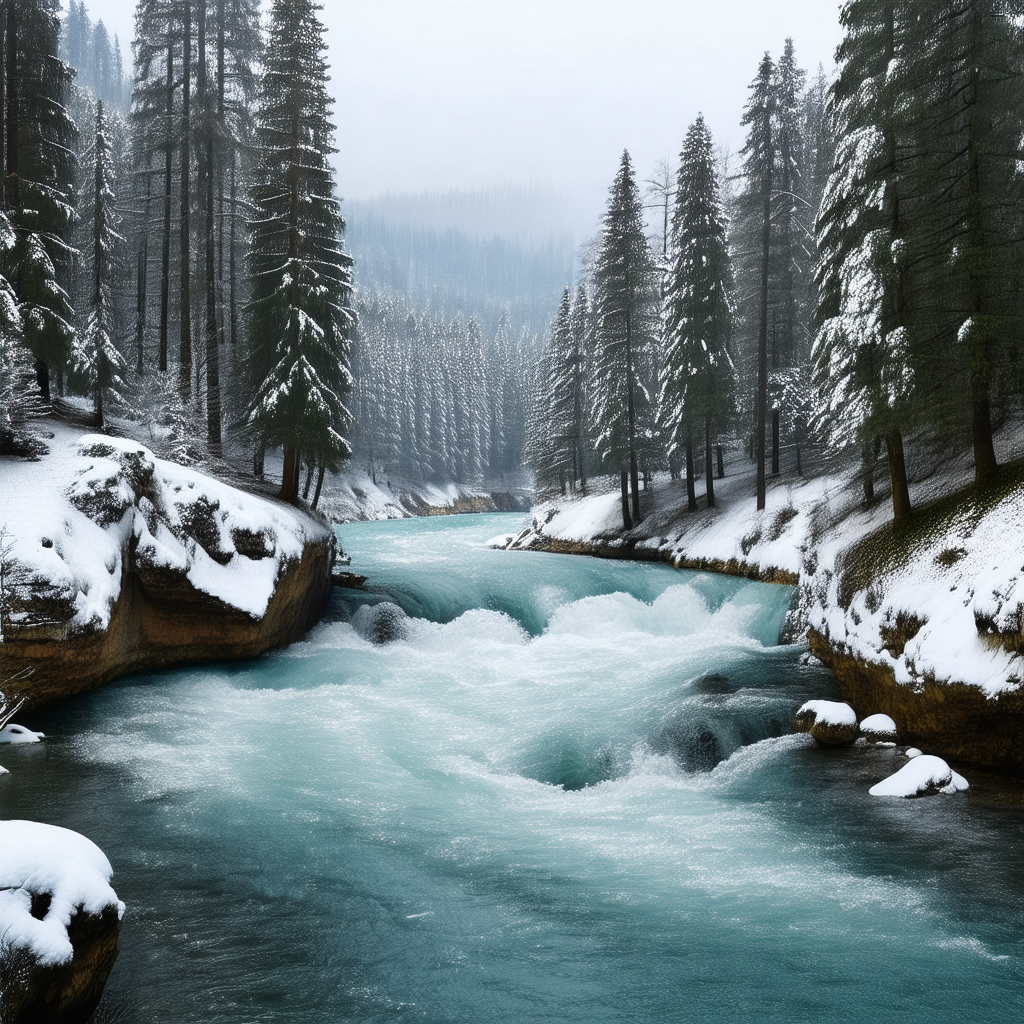 Beautiful river flowing through a forest