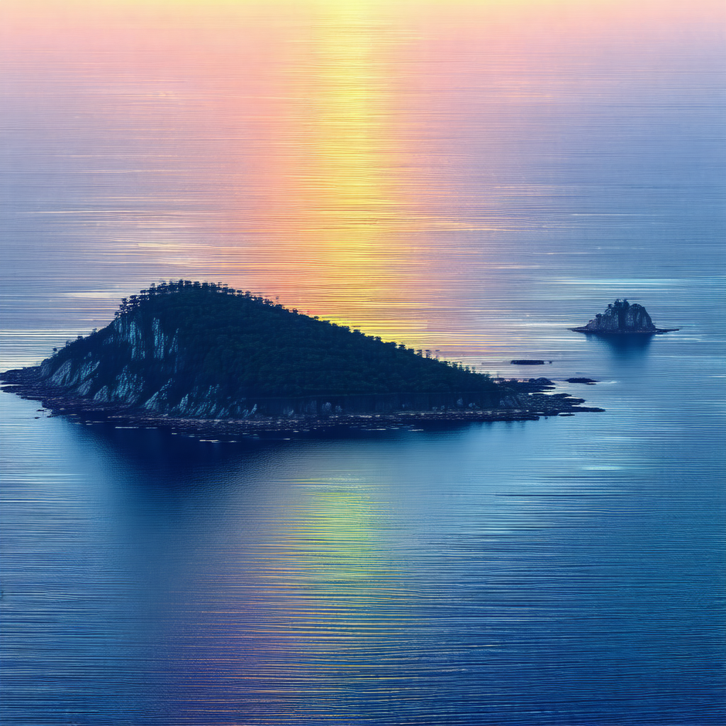 Beautiful island in the middle of a large body of water, ...