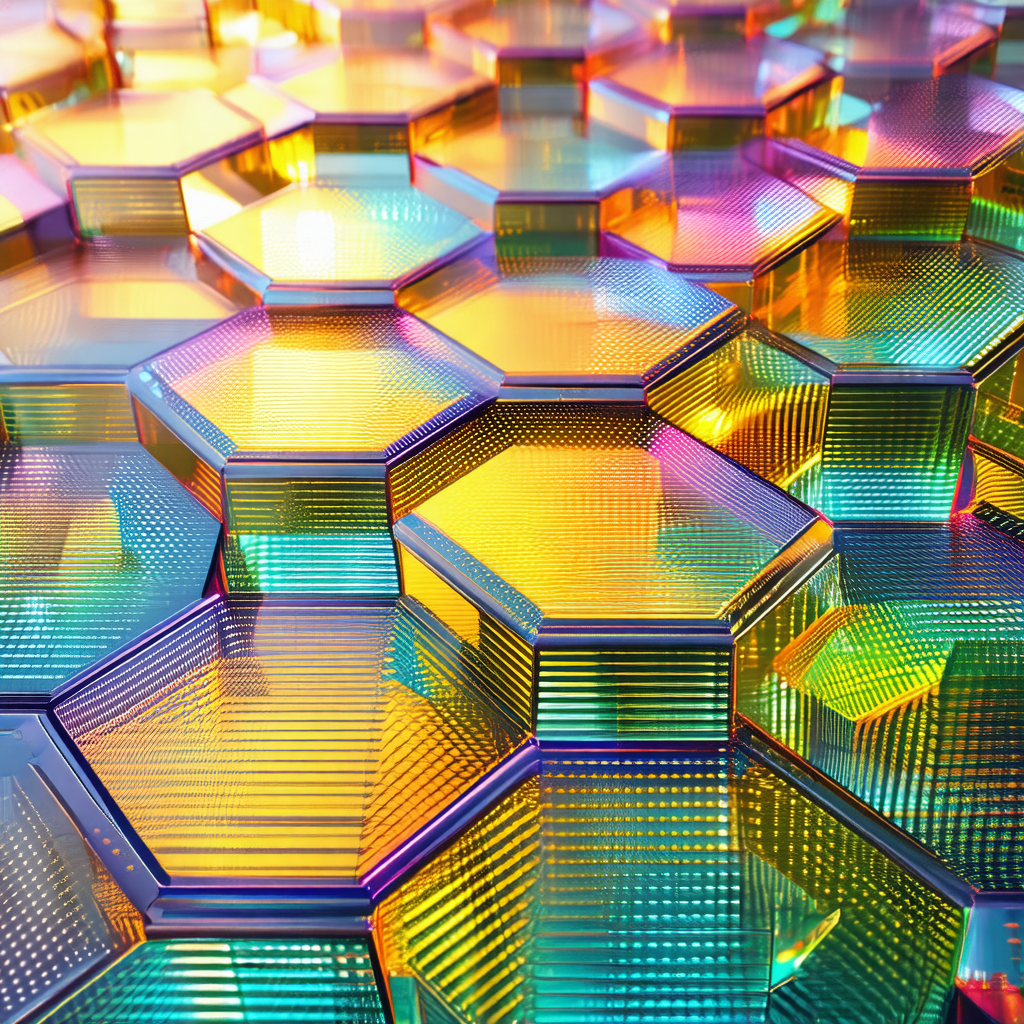 Vibrant and colorful pattern of hexagonal shapes, reminis...