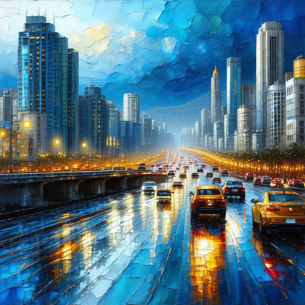 Busy city street filled with traffic