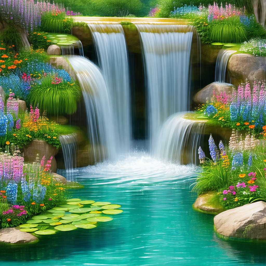Beautiful waterfall surrounded by a lush green forest