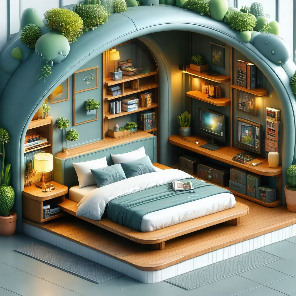 Cozy bedroom with a bed situated in the center of the room
