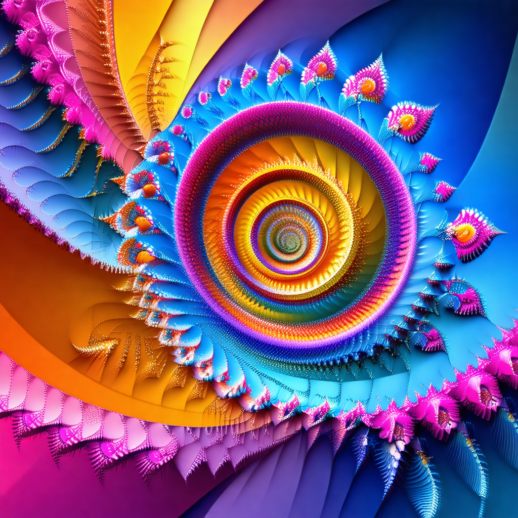 Vibrant and colorful spiral design, likely a part of a la...