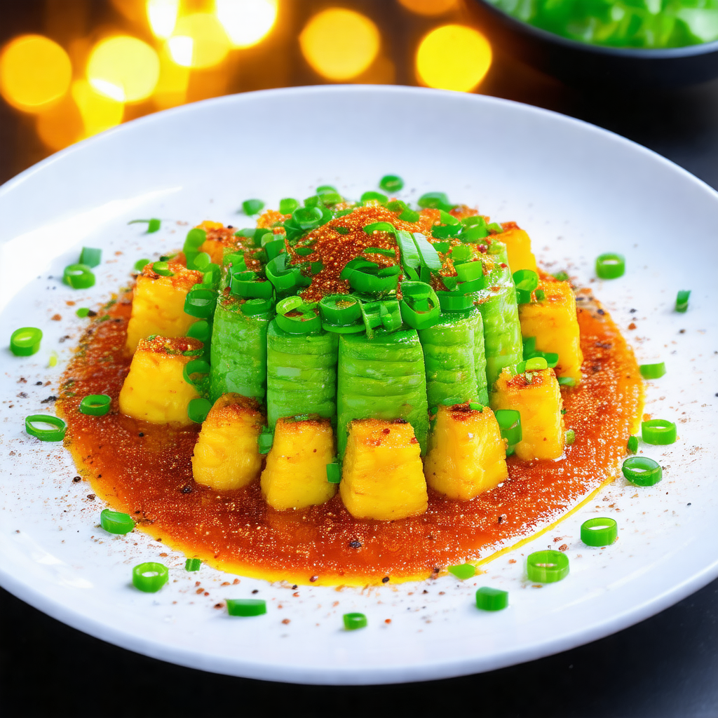 White plate with a delicious and colorful vegetable dish