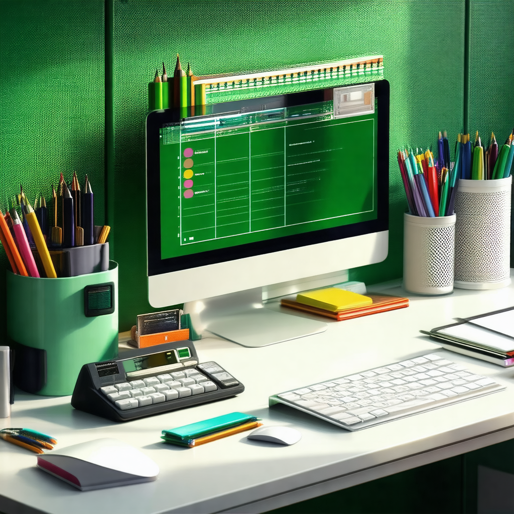 Desk with a computer monitor, keyboard, and mouse on it