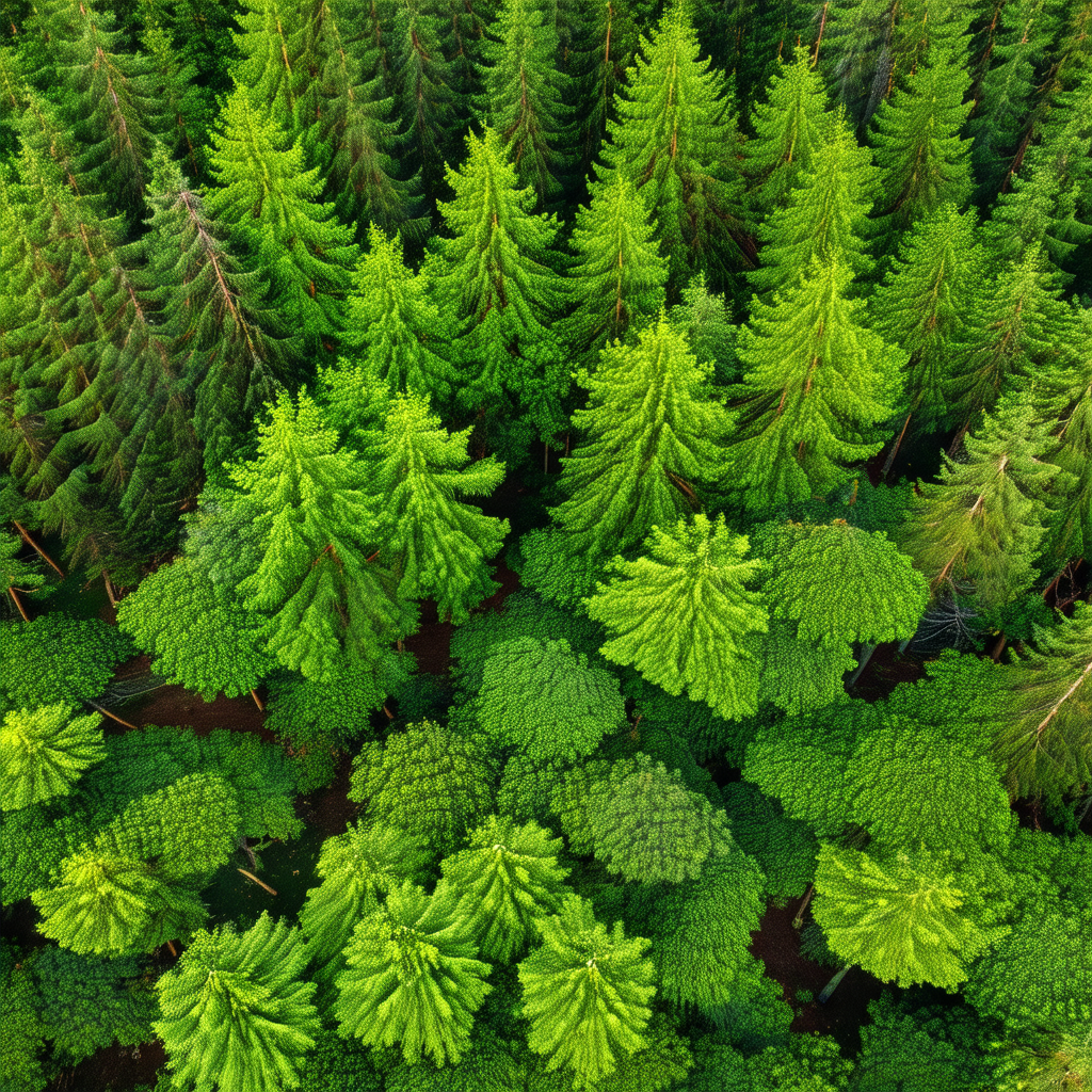 Lush green forest filled with trees