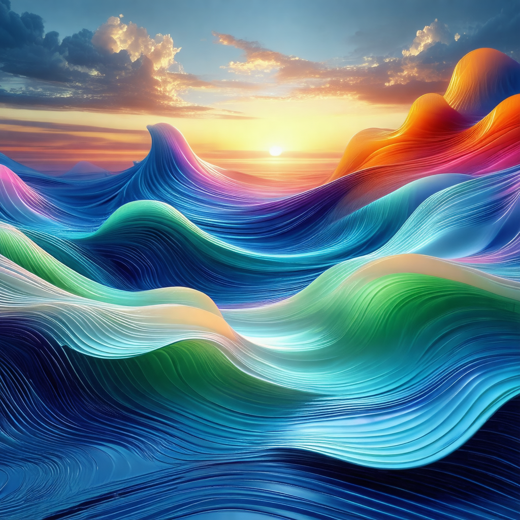 Vibrant and colorful painting of a wave in the ocean