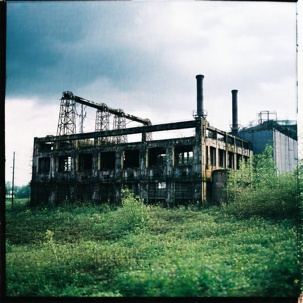 Large, old, and abandoned building with a rusty appearance