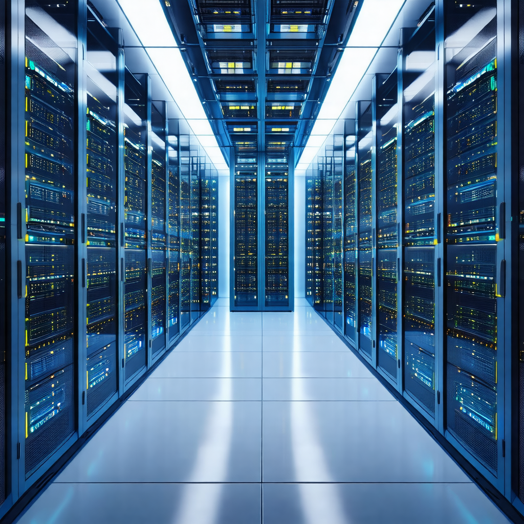 Large room filled with rows of computer servers