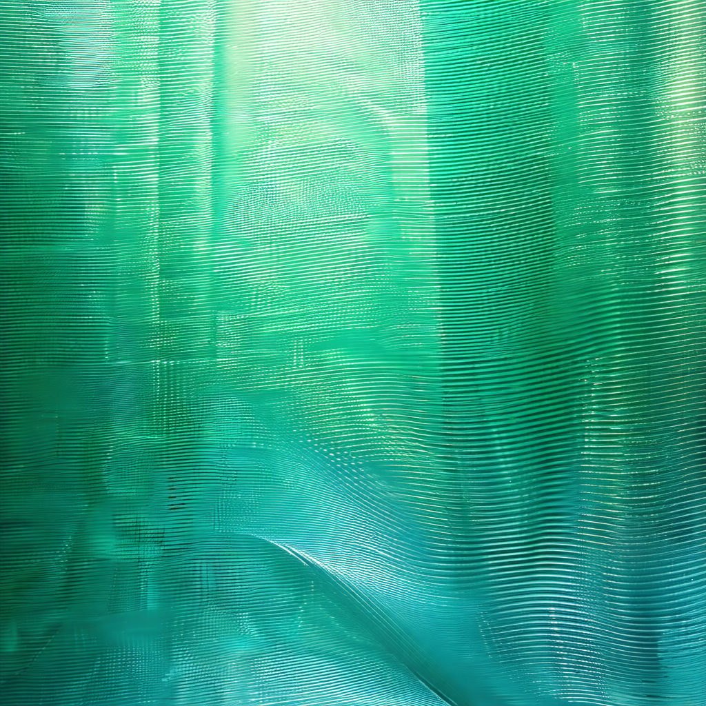 Large, curved piece of green fabric, possibly a curtain o...
