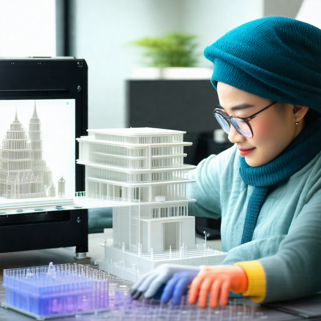 Woman wearing a blue hat and glasses, sitting at a desk a...