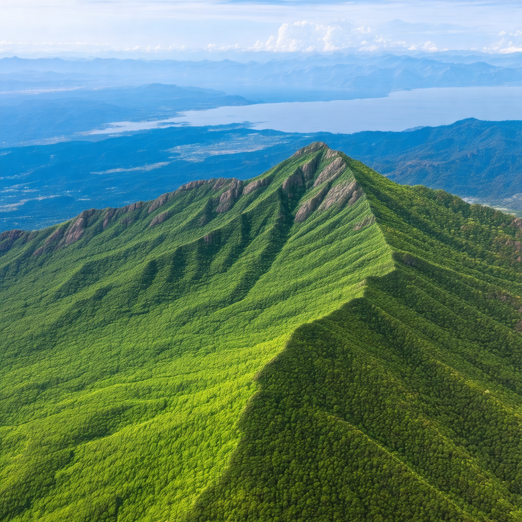 Lush green mountain with a steep slope