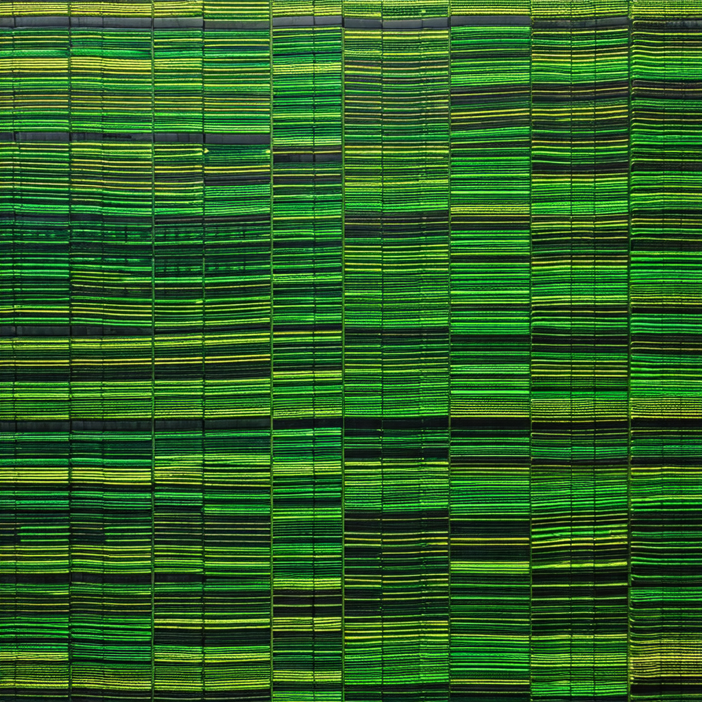 Large green wall with a pattern of green and yellow stripes